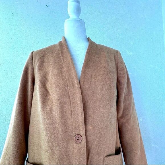 Denim &Co Tan Coat QVC Two Pockets V Neck SZ Small NWOT - Picture 11 of 14